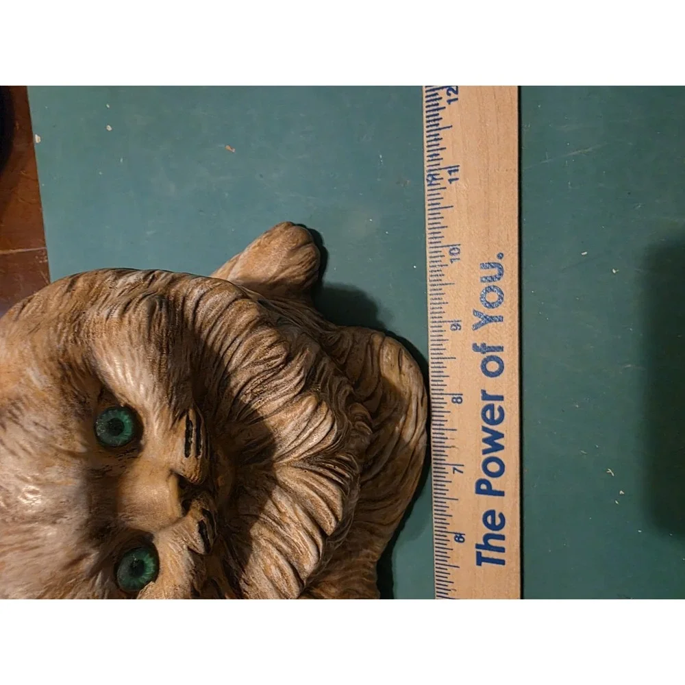 Vintage‎ 70's Ceramic Cats Tan Green Eyes Standing Cat 8